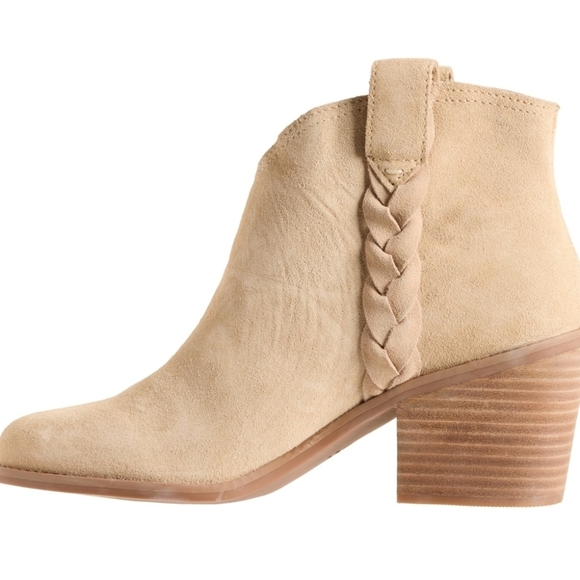 🔹️TOMS 🔹️Women's Oatmeal Constance Braided Ankle Leather Booties - Picture 4 of 6